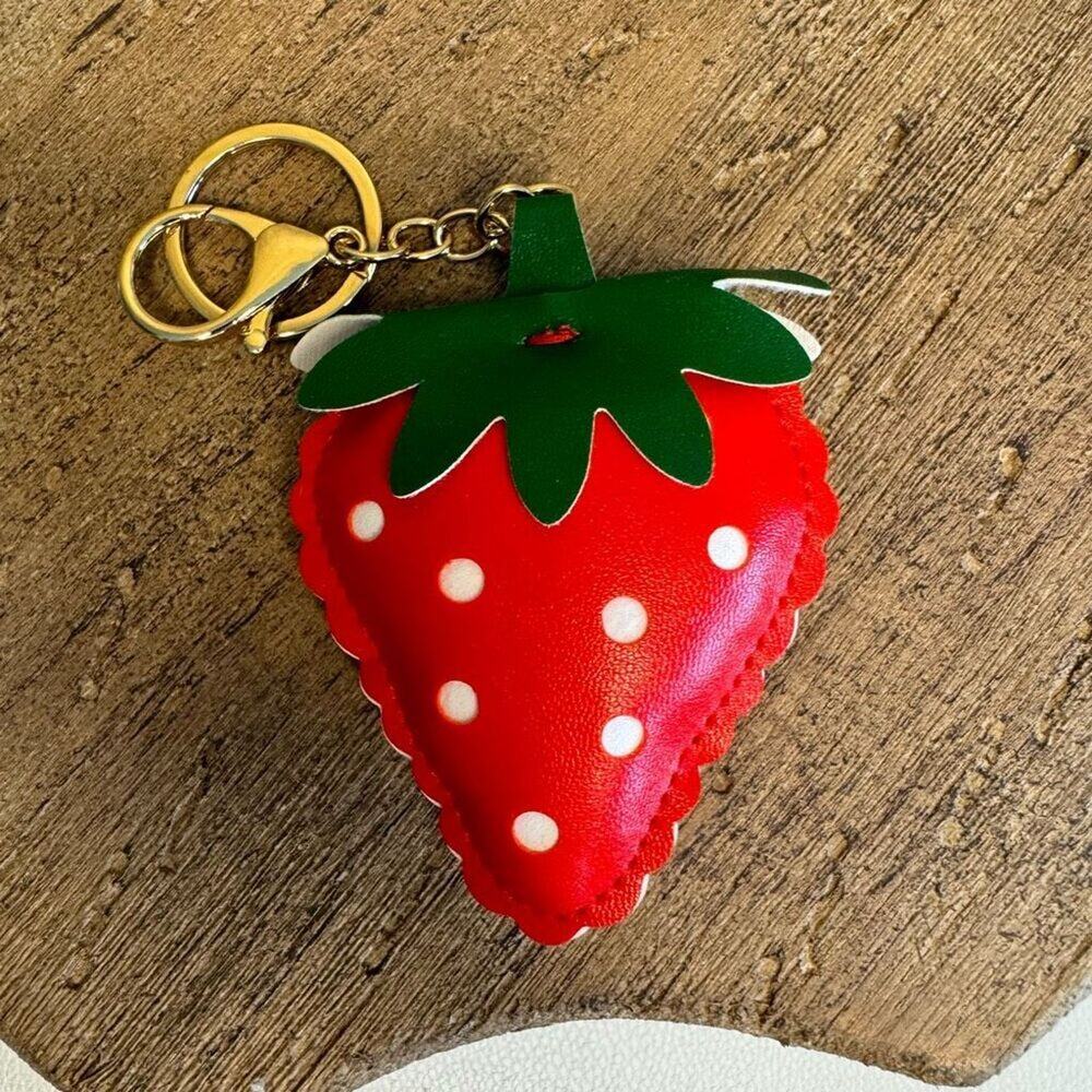 Red Strawberry Keychain Purse Charm Key Chain  NEW FAST SHIP
